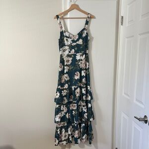 Abercrombie & Fitch Teal Floral Tiered Maxi Dress